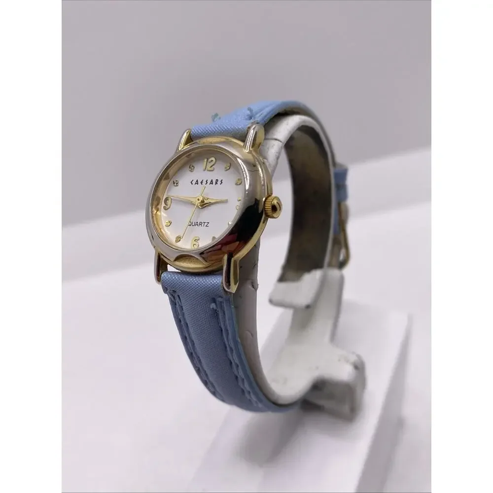 Vintage Caesars Palace Casino Watch Gold Tone Blue Watch New Battery